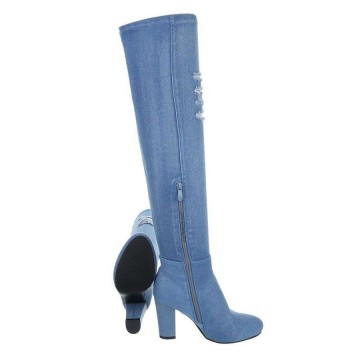 Hoge laarzen hak licht denim