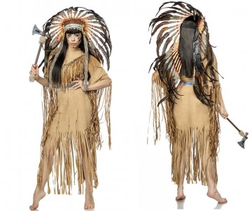 Indiaan kostuum dames compleet carnavalskostuum beige