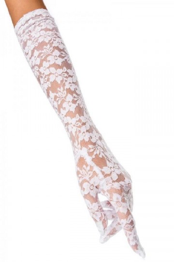 Kanten handschoenen wit 46 cm