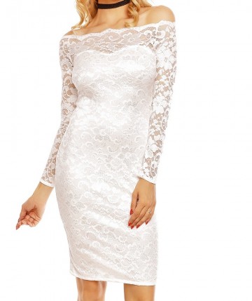 Kanten jurk open schouders wit