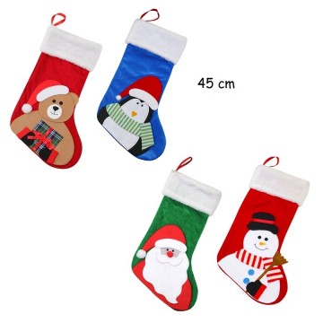 Kerstsok rood blauw groen kerstprint 18 inch 45 cm