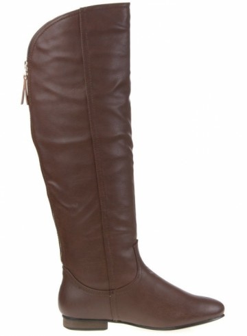 Knielaarzen 45 cm hoge dames kuitlaarzen rits bruin