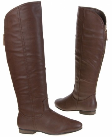 Knielaarzen 45 cm hoge dames kuitlaarzen rits bruin