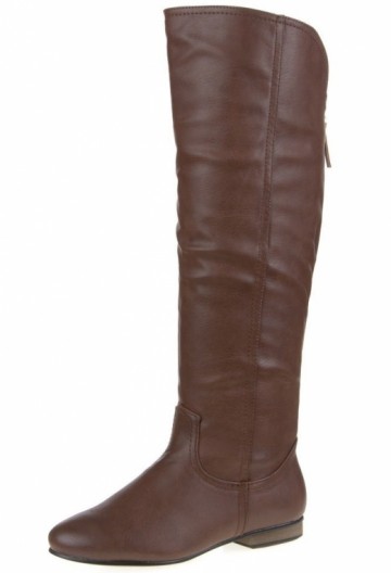 Knielaarzen 45 cm hoge dames kuitlaarzen rits bruin