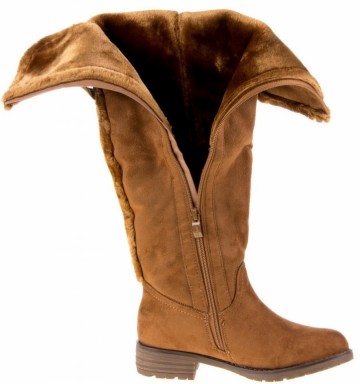 Knielaarzen 46 cm hoge dames laarzen camel bruin