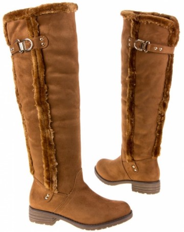 Knielaarzen 46 cm hoge dames laarzen camel bruin