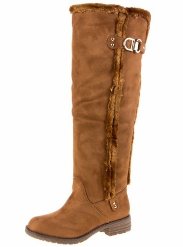 Knielaarzen 46 cm hoge dames laarzen camel bruin