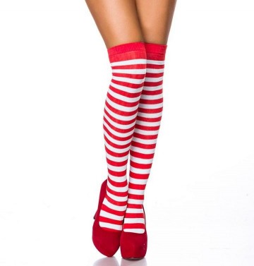 Kousen overknee wit-rood