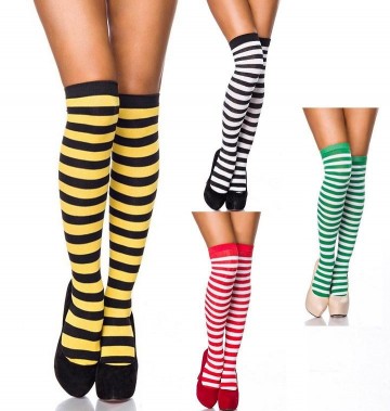 Kousen overknee zwart geel wit groen rood