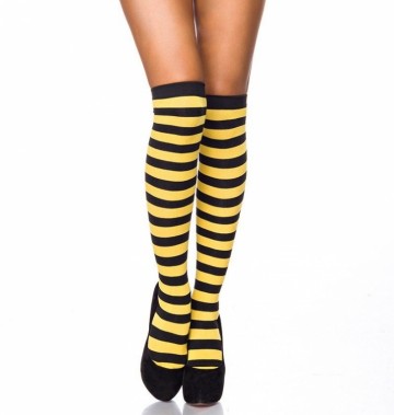 Kousen overknee zwart-geel