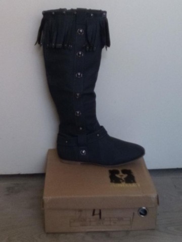 Ibiza franjes laarzen maat 36 donker grijs 42 cm lang