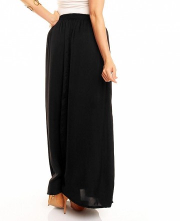 Lange dames rok met split zwart