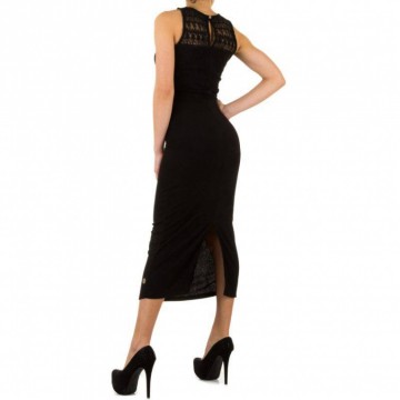 Lange dames jurk fijn met kant zwart