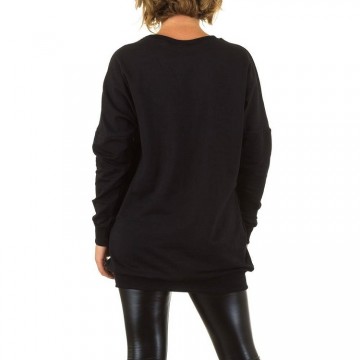 Lange oversized dames trui hello kitty print zwart goud