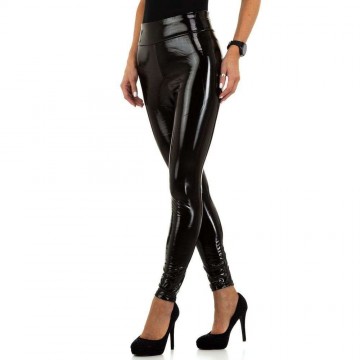 Leather look legging lak zwart