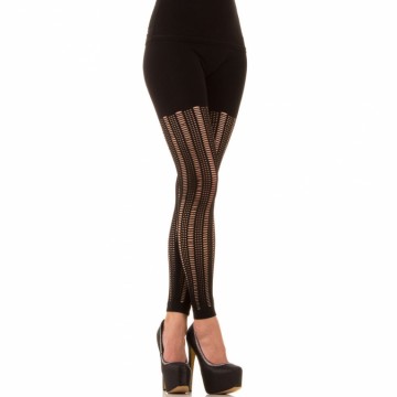 Dames legging half open gaten one size zwart