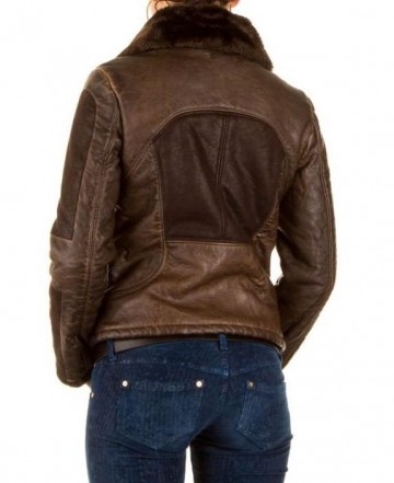 Leren dames jas biker jack bont bruin XS