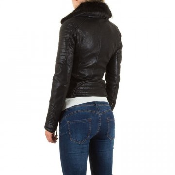 Leren dames jas biker jack bont zwart