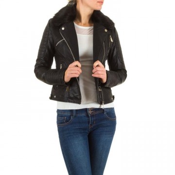 Leren dames jas biker jack bont zwart