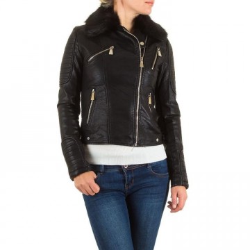 Leren dames jas biker jack bont zwart