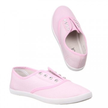 Linnen instap sneakers strass roze