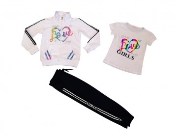 Meisjes 3 delige joggingset 4-12 jaar wit