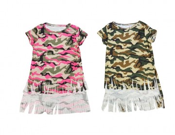 Meisjes camouflage shirt franjes 481
