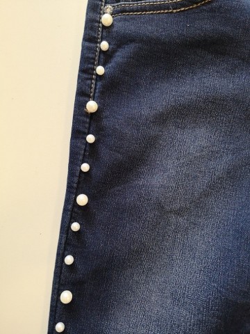 Meisjes jeans parels blauw