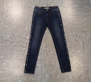 Meisjes jeans parels blauw