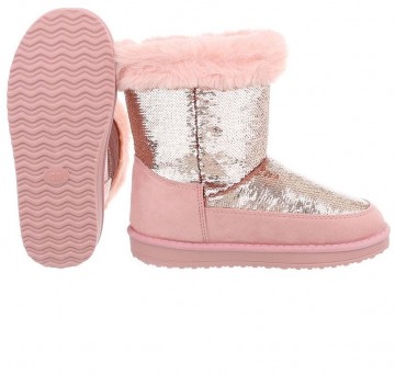 Meisjes pailletten bont laarsjes roze