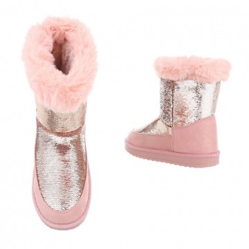Meisjes pailletten bont laarsjes roze
