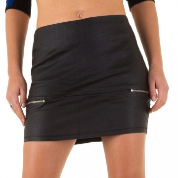 Mini rok lederlook zwart