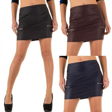 Mini rok lederlook zwart donker rood