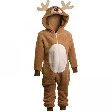 Onesies kinderen rendier 2-12jaar bruin