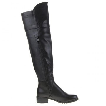 Overknee laarzen dames 56 cm hoog studs gevoerd zwart