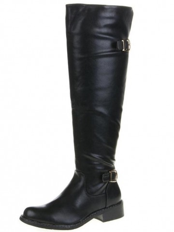 Overkneelaarzen gespen rits 47 cm zwart