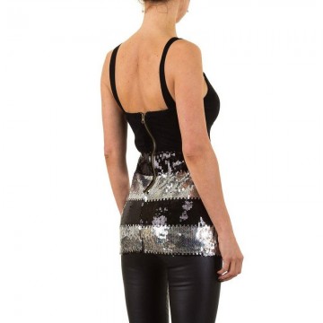 Pailletten top zwart zilver