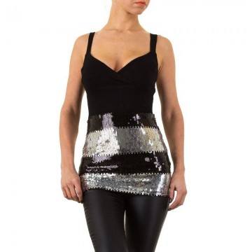 Pailletten top zwart zilver