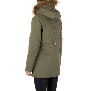 Parka winterjas khaki / legergroen bont capuchon