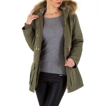 Parka winterjas khaki / legergroen bont capuchon