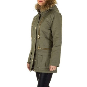 Parka winterjas khaki / legergroen bont capuchon