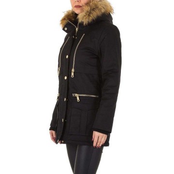 Parka winterjas zwart bont capuchon