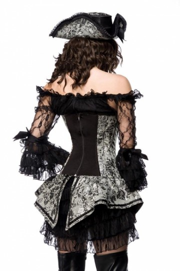 Piraten compleet carnavals kostuum zilver zwart S-3XL