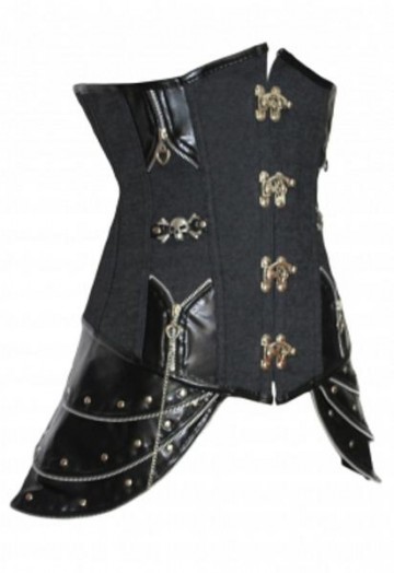 Korset piraten met lederlook zwart maat M