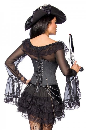 Piraten jurk met kant en rouches wit