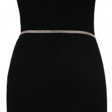 Ketting riem met 3 lijntjes strass goud