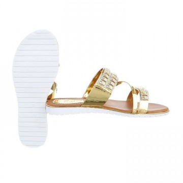 Slippers goud kleur strass