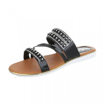 Sandalen slippers zwart strass