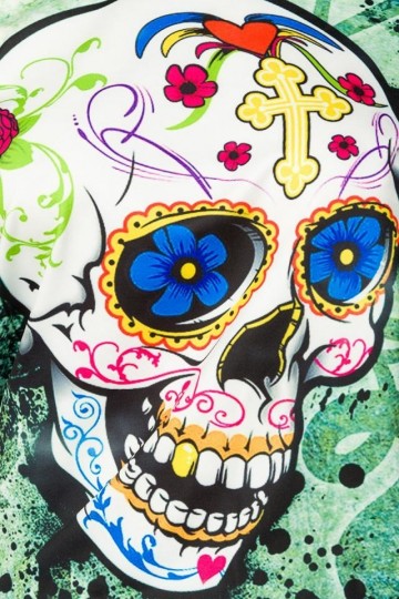 Schedel trui helloween groen xs-m