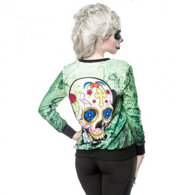 Schedel trui helloween groen xs-m
